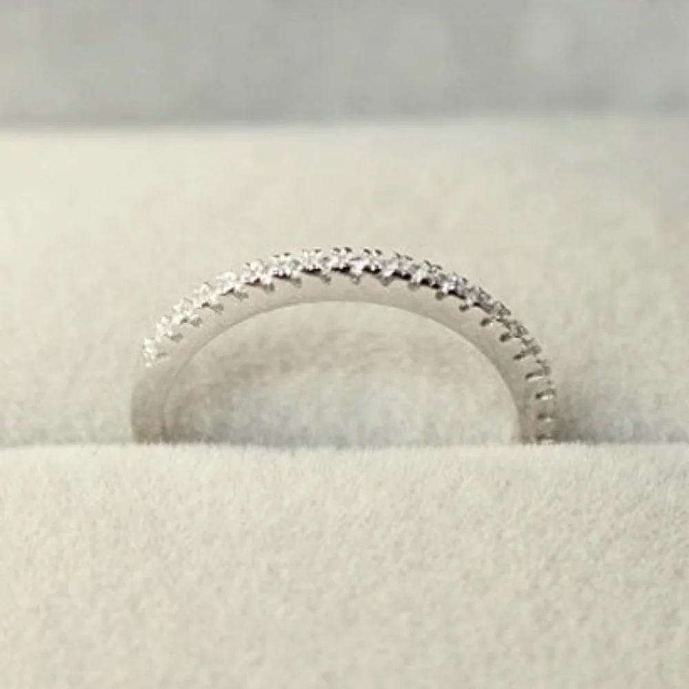 NEW 925‎ Sterling Silver Dainty Sapphire Engagement Wedding Band Ring